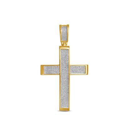 Men's 1 ct. tw. Diamond Cross Pendant in 14K Yellow Gold over Sterling Silver