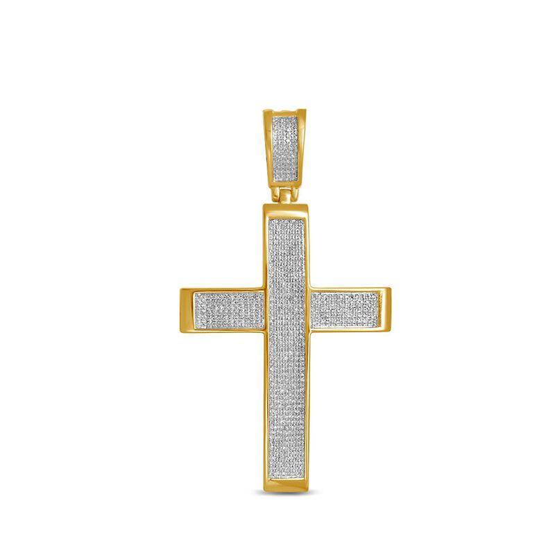 1 ct. tw. Diamond Cross Pendant in 14K Yellow Gold over Sterling Silver