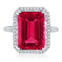 Lab-Created Ruby and Lab-Created White Sapphire Halo Cocktail Ring in Sterling Silver