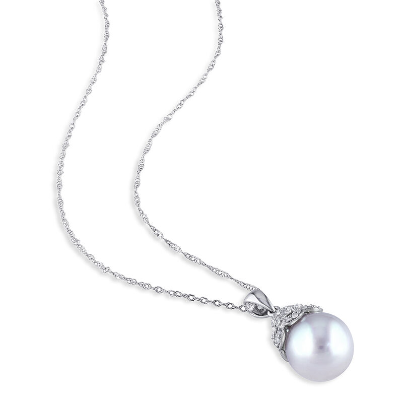 South Sea Pearl &amp; Diamond Necklace in 14K White Gold