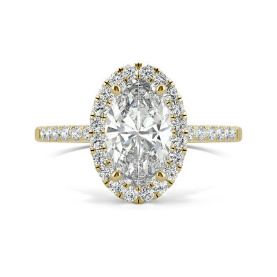 Moissanite Oval Halo Ring in 14K Yellow Gold (2 5/8 ct. tw.)