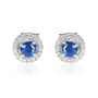 Blue Sapphire &amp; Diamond Stud Earring in 10K White Gold &#40;1/8 ct. tw.&#41;