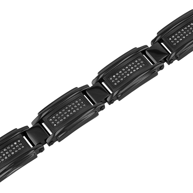 Men&rsquo;s Black Diamond Link Bracelet in Black Ion-Plated Stainless Steel &#40;1 ct. tw.&#41;