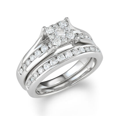 Princess-Cut Diamond Bridal Set in 14K White Gold (1 ct. tw.)