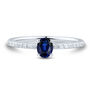 Oval Blue Sapphire Ring with Diamonds in 10K White Gold &#40;1/10 ct. tw.&#41;