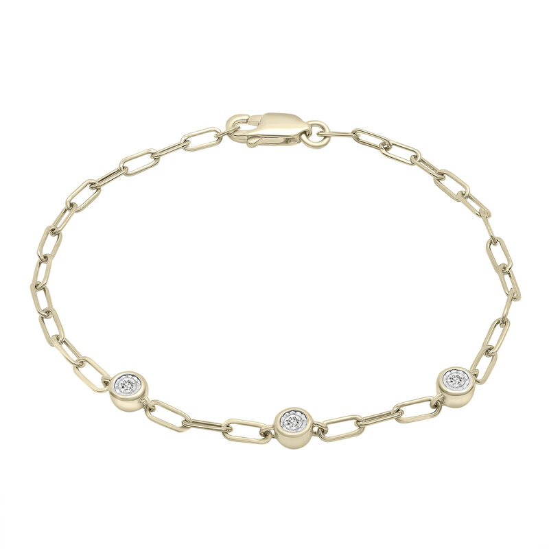 Diamond Bezel Paperclip Bracelet in Vermeil &#40;1/10 ct. tw.&#41;