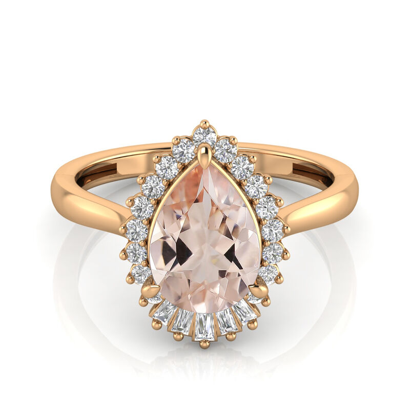 Morganite &amp; Diamond Halo Ring in 10K Rose Gold &#40;1/5 ct. tw.&#41;