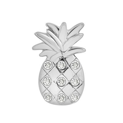 Diamond Pineapple Single Stud Earring in 10K White Gold