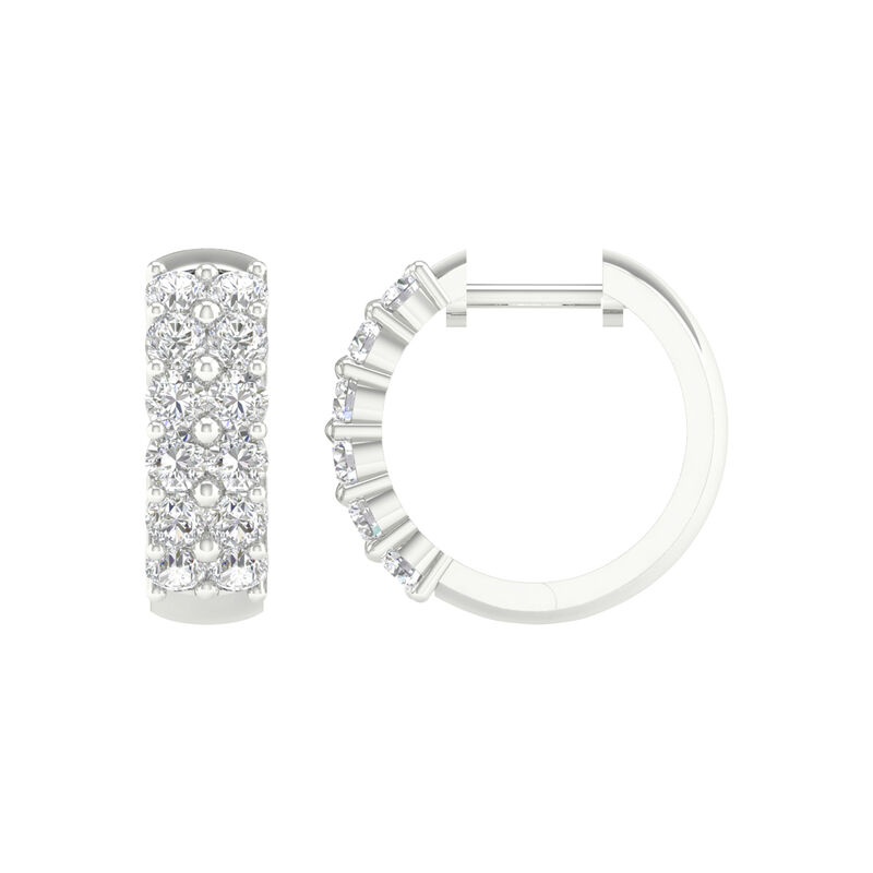 Lab Grown Diamond Two-Row Hoop Earrings in 14K White Gold &#40;2 ct. tw.&#41;