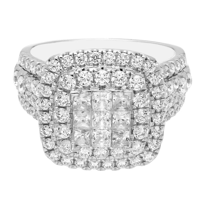 Princess-Cut Diamond Composite Halo Engagement Ring