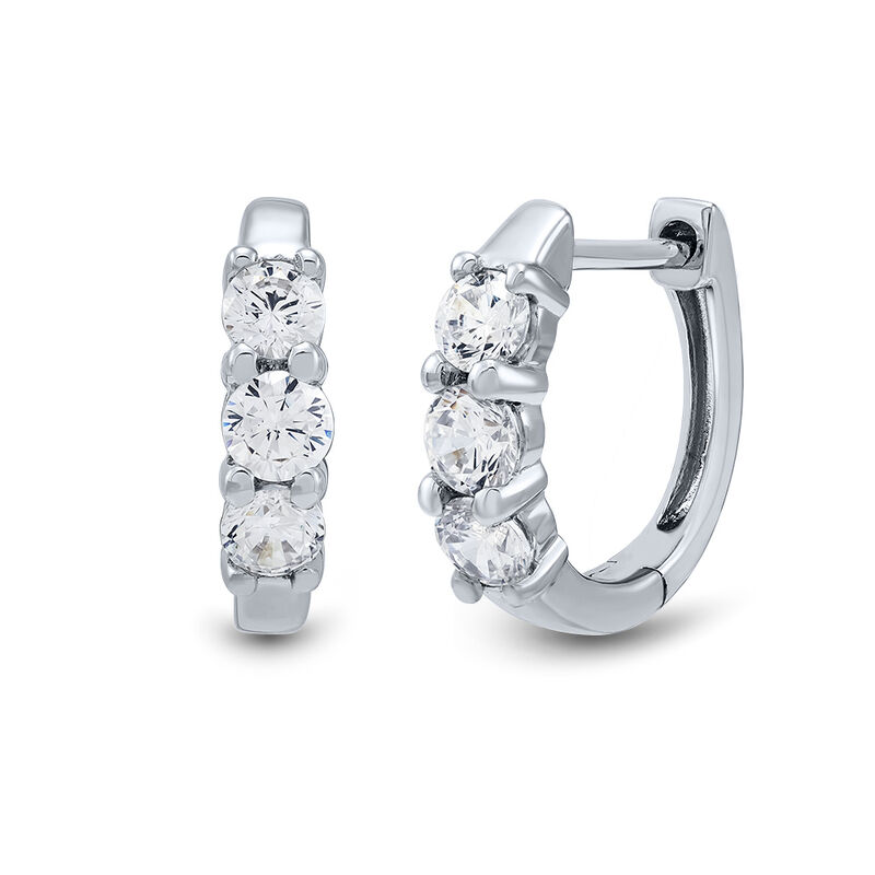 Lab Grown Diamond Huggie Hoop Earrings in 14K White Gold &#40;1/2 ct. tw.&#41;