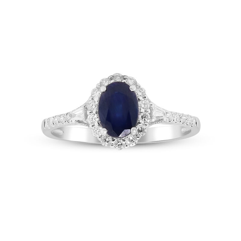 Blue Sapphire and Diamond Engagement Ring Set in 14K White Gold &#40;1 1/2 ct. tw.&#41;