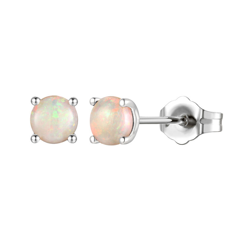 Opal Stud Earrings in 14K White Gold