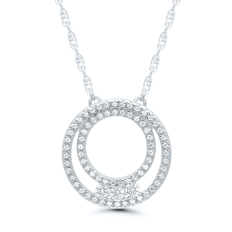 Diamond Double Row V Necklace 2 ct tw Pear & Round-cut 14K White Gold
