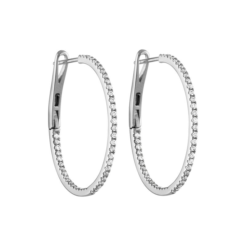 1/2 ct. tw. Diamond Inside-Out Hoop Earrings in 10K White Gold