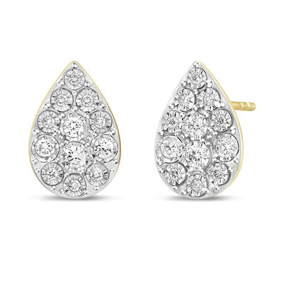 Lab Grown Diamond Pear-Shaped Earrings in 10K Yellow Gold (1/4 ct. tw.)