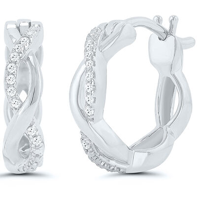 Twisted Hoop Earrings with Diamond Accents