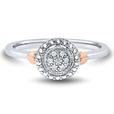 Diamond Accent Ring with 14K Rose Gold Accents in Sterling Silver