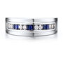 Men&#39;s Diamond &amp; Blue Sapphire Ring in 10K White Gold