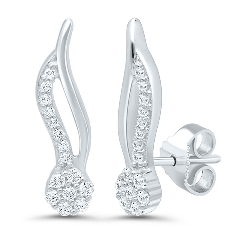 Diamond Climber Earrings in 10K White Gold &#40;1/8 ct. tw.&#41;