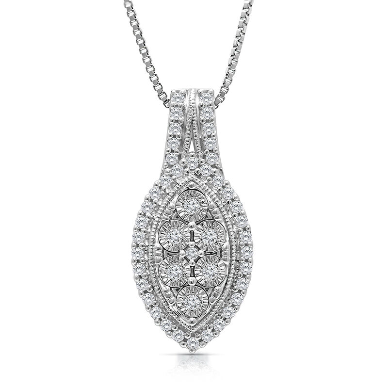 Diamond Cluster Halo Pendant in Sterling Silver &#40;1/4 ct. tw.&#41;