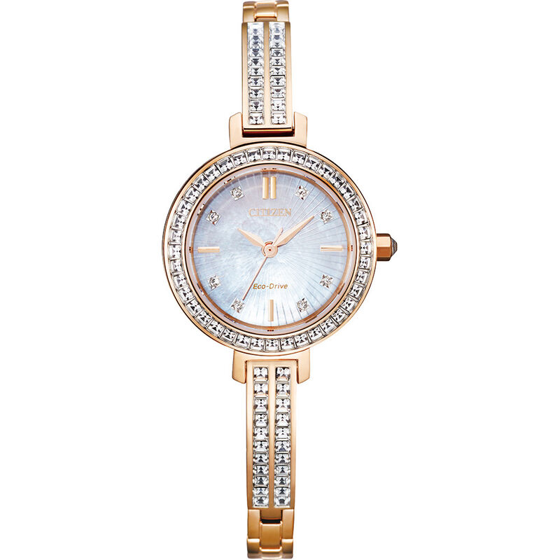 Silhouette Crystal Women&#39;s Watch in Rose Gold-Tone Ion-Plated Stainless Steel, 25mm