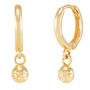 Diamond-Cut Huggie Earrings with Bead Dangles in 14K Yellow Gold