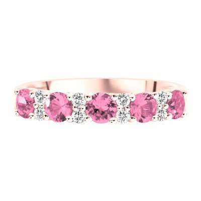 Pink Sapphire & 1/7 ct. tw. Diamond Band in 10K Rose Gold