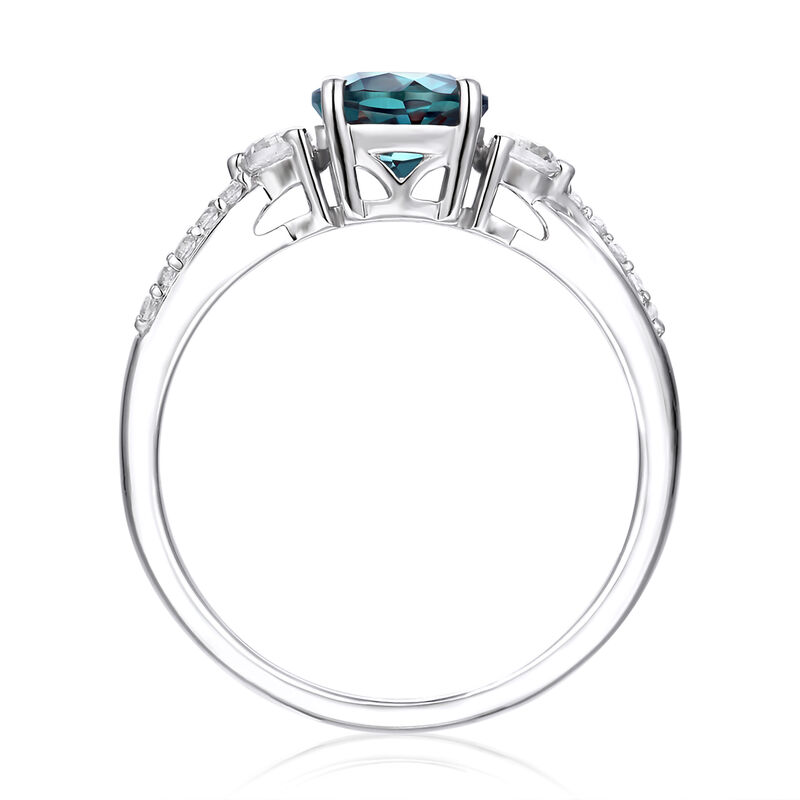 Lab Created Alexandrite &amp; White Sapphire Ring in Sterling Silver