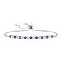 Lab Created Blue Sapphire &amp; Diamond Bolo Bracelet in Sterling Silver