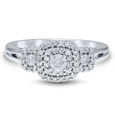 1/2 ct. tw. Diamond Halo Engagement Ring in 10K White Gold