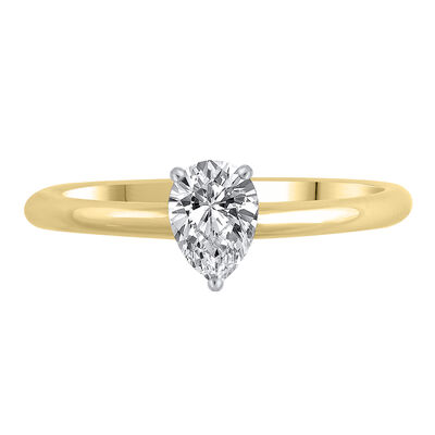 Lab Grown Diamond Pear-Shaped Solitaire Engagement Ring in 14K Yellow Gold (1 ct.)