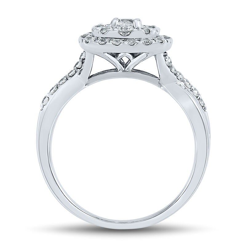 Lab Grown Diamond Cushion Cluster Ring in 14K White Gold &#40;3/4 ct. tw.&#41;