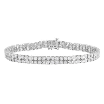 Diamond Two-Row Tennis Bracelet in Sterling Silver, 8.25