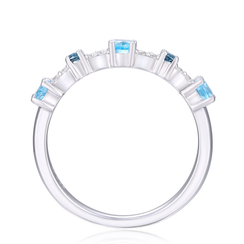 London Blue Topaz, Blue Topaz and Lab-Created White Sapphire Stack Ring in Sterling Silver
