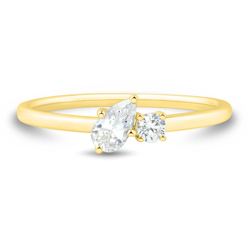 Lab Grown Diamond Toi et Moi Pear and Round-Shaped Ring in 10K Yellow Gold &#40;1/3 ct. tw.&#41;