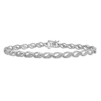 Diamond Wavy Link Bracelet in Sterling Silver (1/10 ct. tw.)