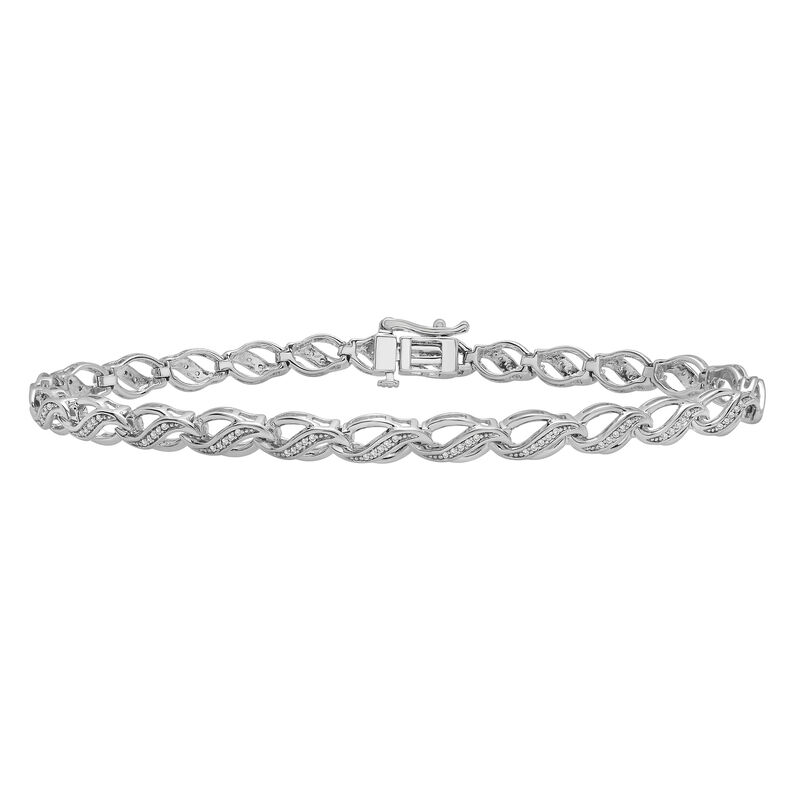 Diamond Wavy Link Bracelet in Sterling Silver &#40;1/10 ct. tw.&#41;