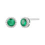 Diamond &amp; Emerald Stud Earrings in 14K White Gold