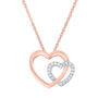 Double Heart Diamond Pendant in 10K Rose Gold &#40;1/10 ct. tw.&#41;