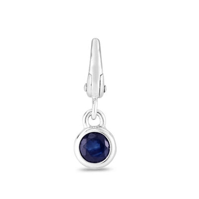 Blue Sapphire Charm in Sterling Silver