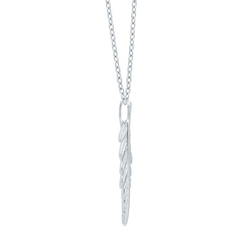 1/10 ct. tw. Diamond Feather Pendant in Sterling Silver