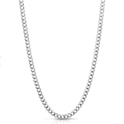 Solid Curb Chain in 14K White Gold, 3.6MM, 20”