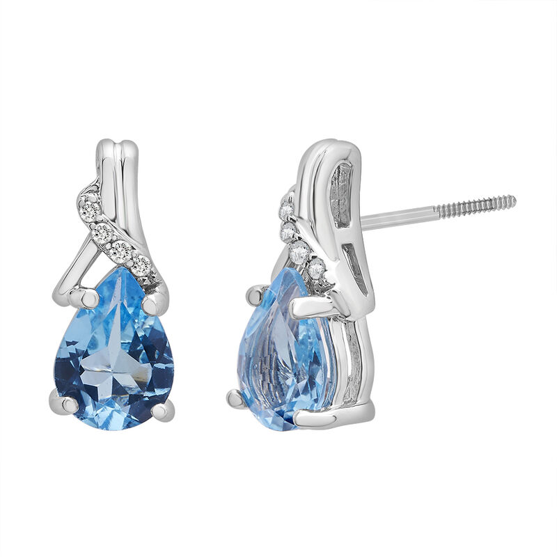 Blue Topaz &amp; Diamond Pendant &amp; Earrings Boxed Set in Sterling Silver