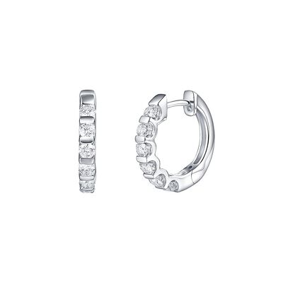 1/2 ct. tw. Diamond Channel Set Hoop Earrings in 10K White Gold