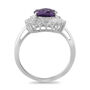 Oval-shaped Amethyst &amp; White Topaz Halo Ring in Sterling Silver