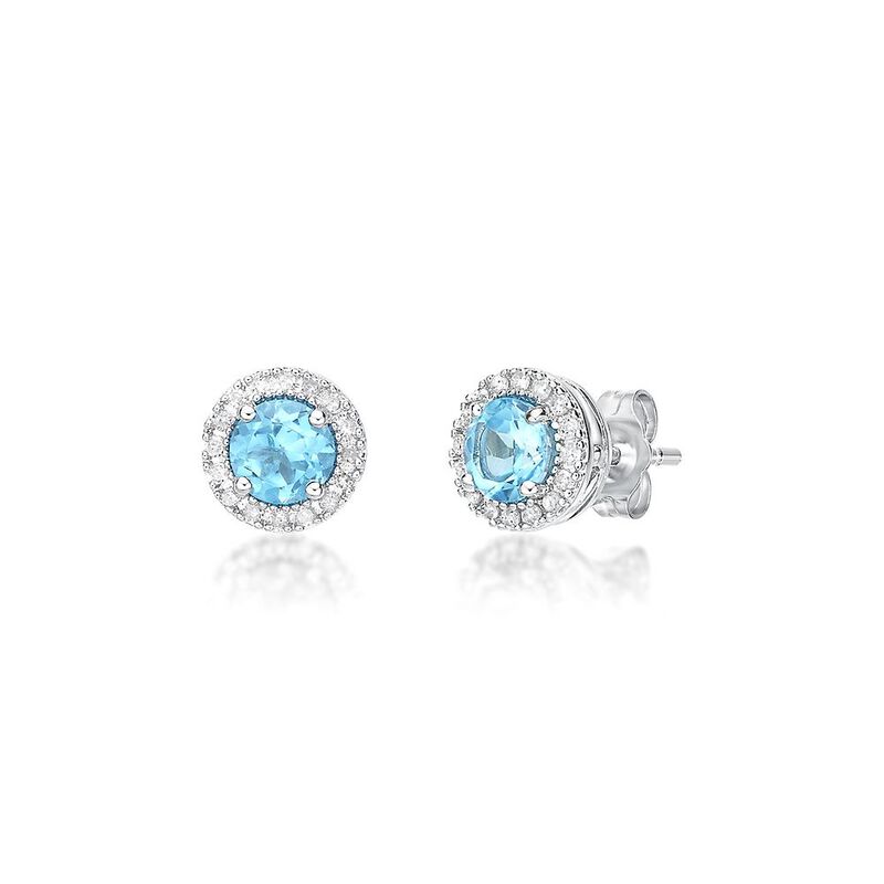 Swiss Blue Topaz &amp; 1/7 ct. tw. Diamond Earrings in Sterling Silver