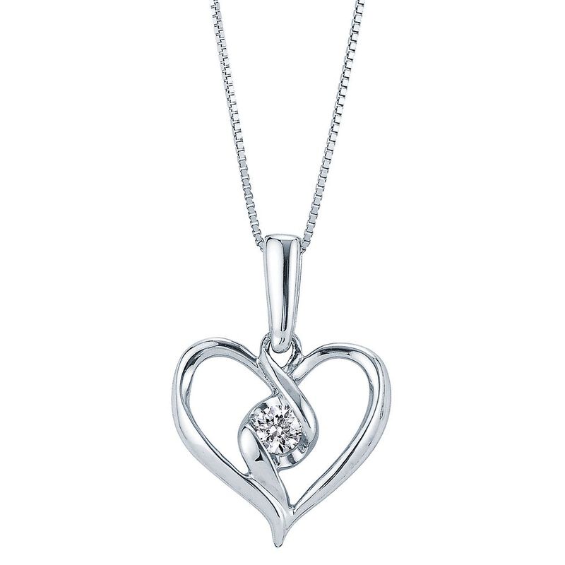 1/10 ct. tw. Diamond Heart Pendant in 10K White Gold