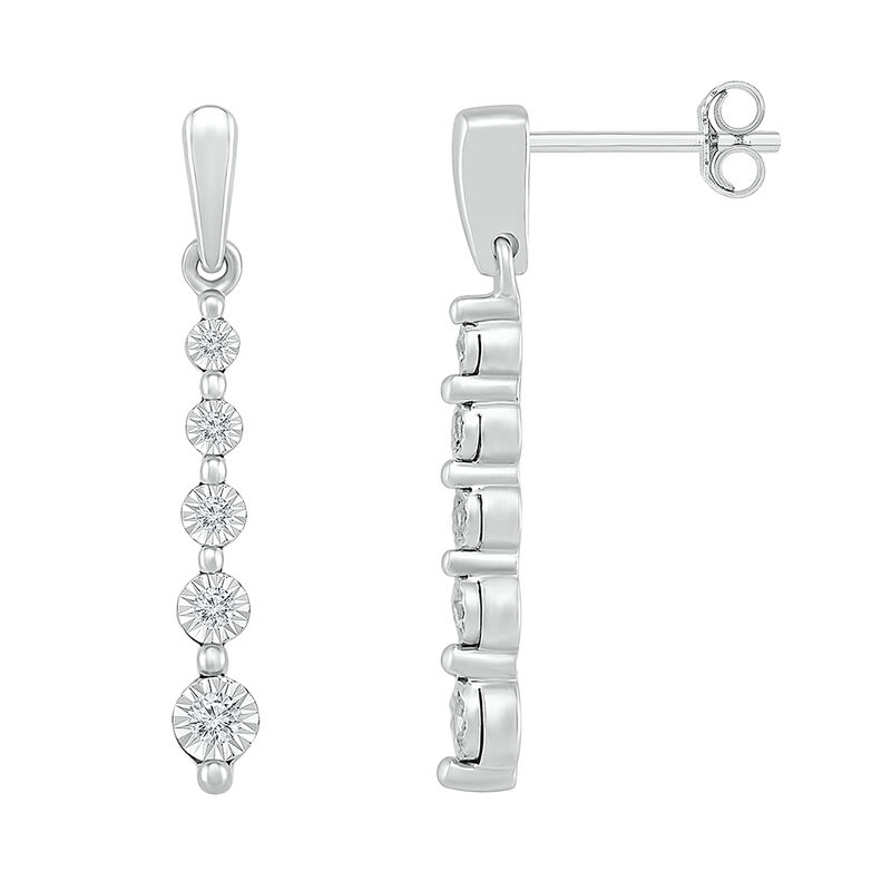 Diamond Linear Drop Earrings with Illusion Settings in 10K White Gold &#40;1/7 ct. tw.&#41;