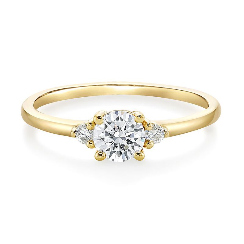 White Sapphire &amp; Diamond Ring in 10K Yellow Gold